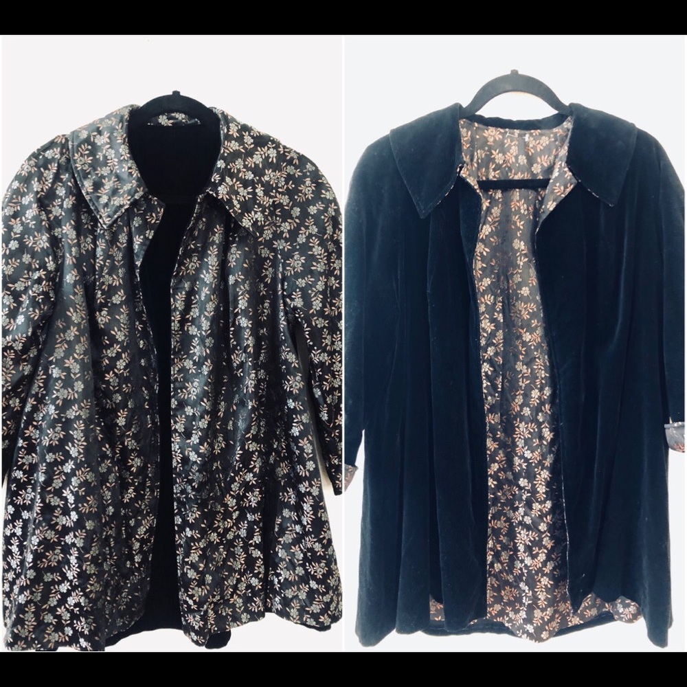Vintage reversible velvet and floral satin jacket